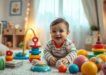Bébé au milieu de ces jeux en plein éveil heureux